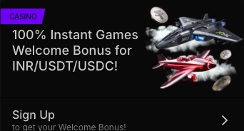 100% Instant Games Welcome Bonus for INR, USDT and USDC