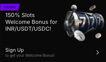 150% Slots Welcome Bonus for INR, USDT and USDC